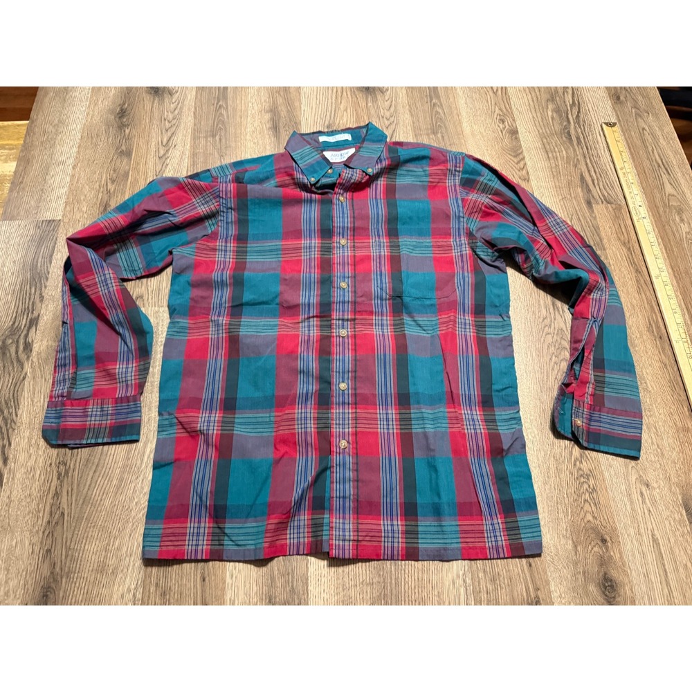 Arrow Sport Shirt Mens Size M Multicolor Plaid Button Down Long Sleeve